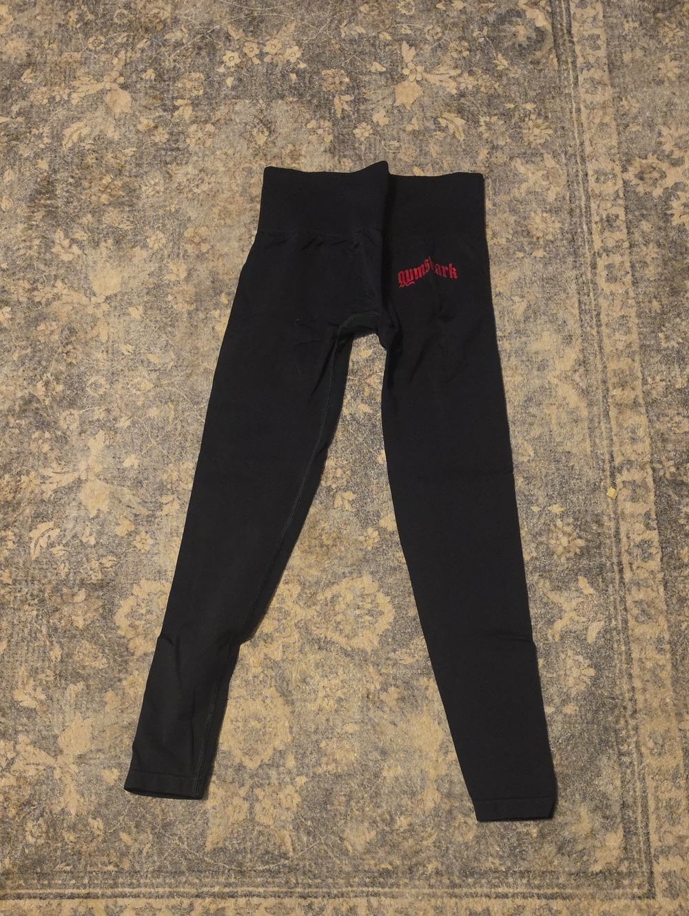 Gymshark Black Leggings with Red Logo